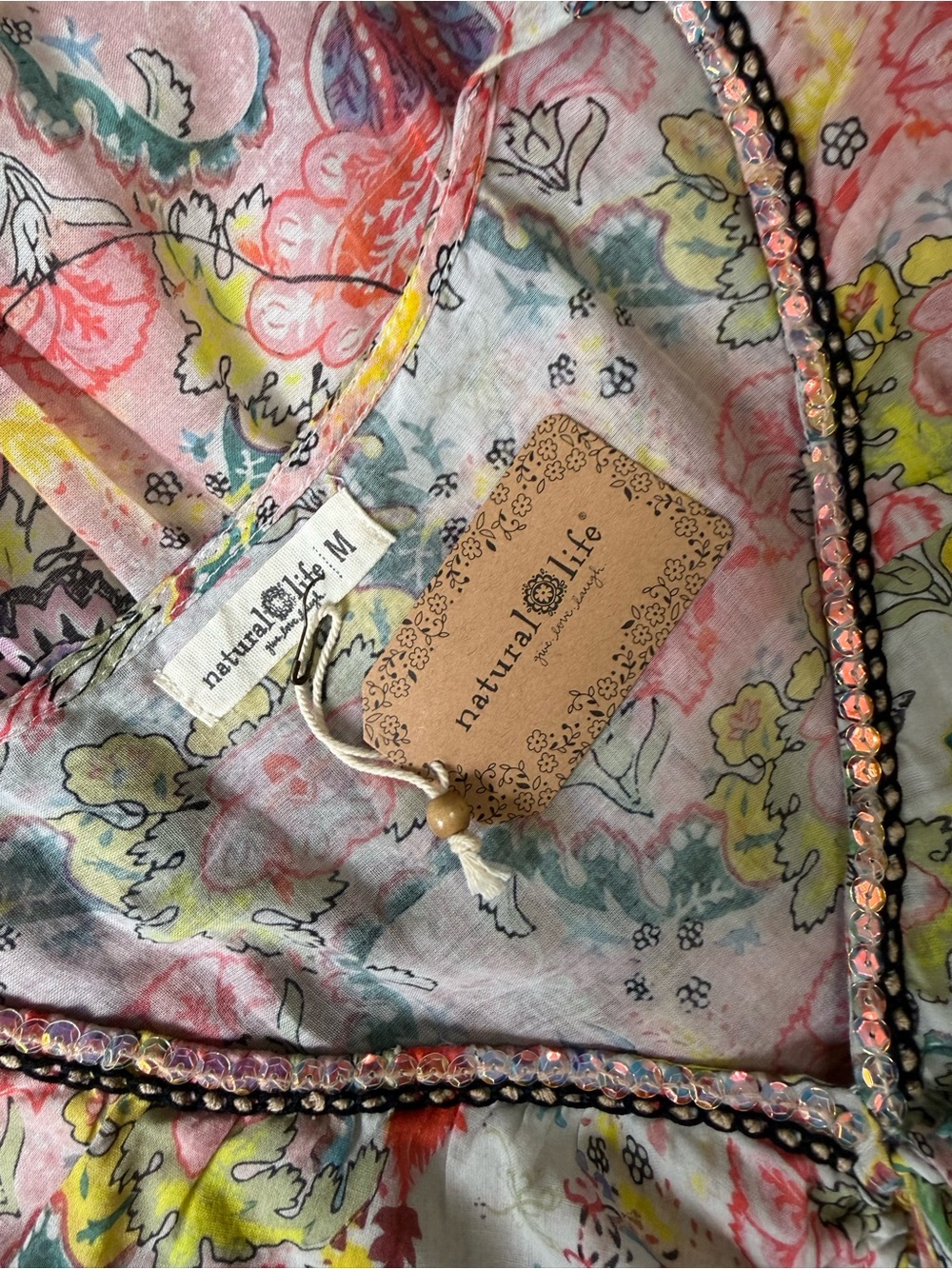 NATURAL LIFE Isabella Pink Floral Paisley Mini Dress Medium NWT - Picture 10 of 12